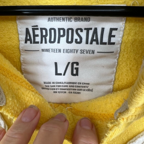 Vintage yellow green Aeropostale Hoodie Y2K size L - Picture 4 of 7